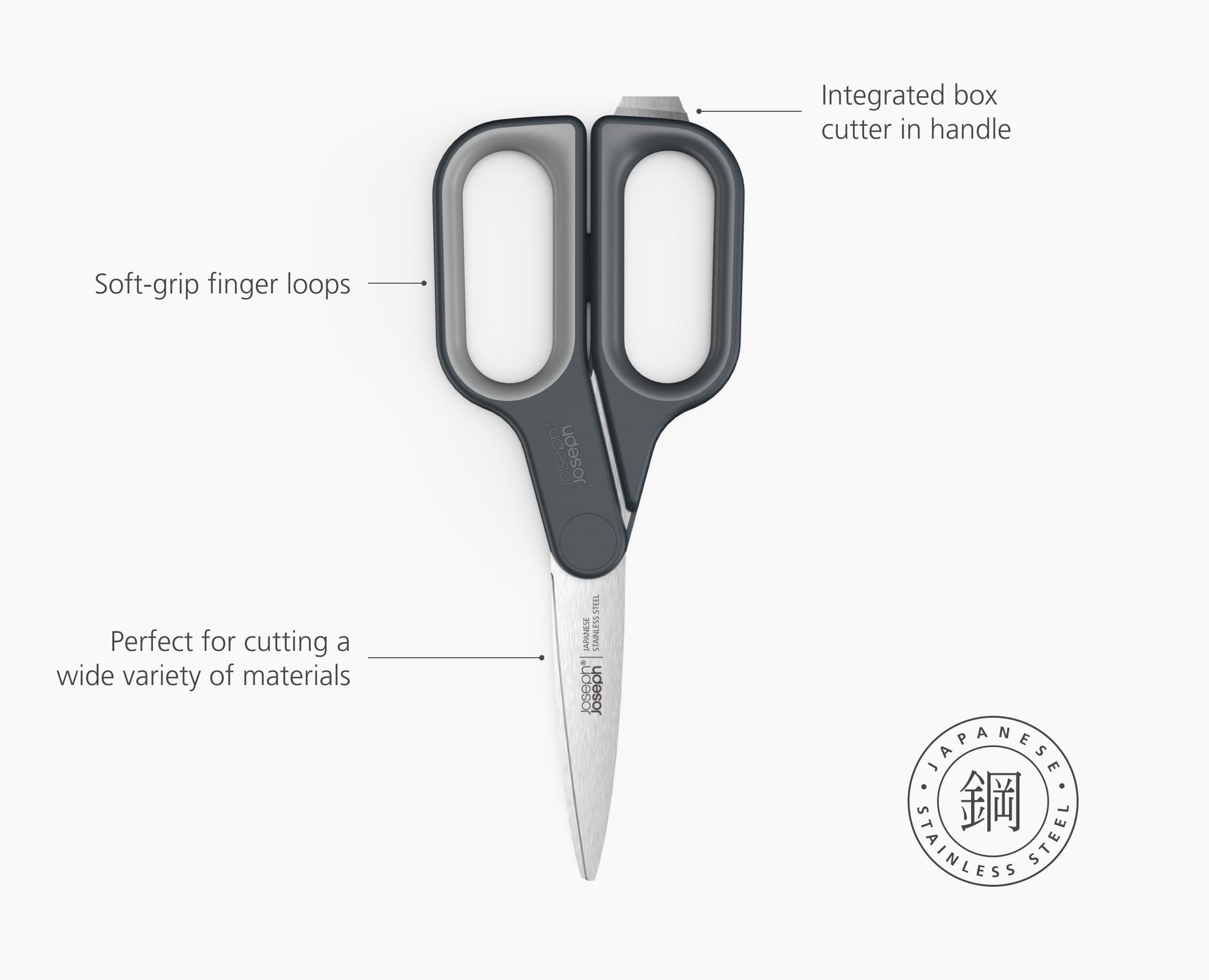 [half-width] CutPlus Grey Scissors with Integrated Box Cutter