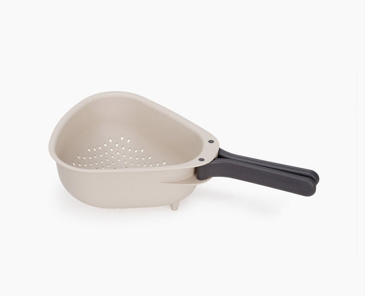 [hidden] Droplet Large White Colander with Folding Handle