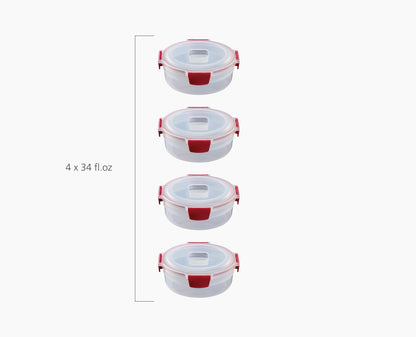 [half-width] Nest Lock 4-Piece Red 1L Round Container Set