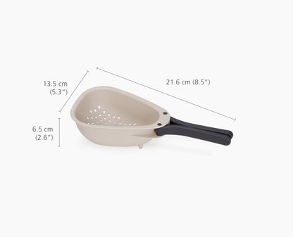 [half-width] Droplet Mini White Colander with Folding Handle