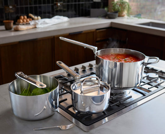 [hidden] [lifestyle] Space Steel Folding Handle 3-Piece Saucepan Set