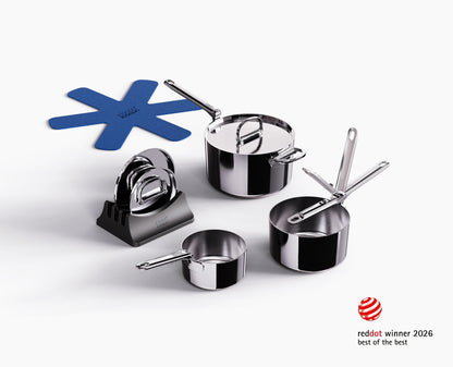 Space Steel Folding Handle 6-Piece Saucepan Set