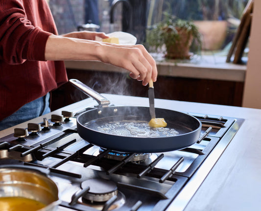 [hidden] [lifestyle] Space Folding Handle Non-Stick 28cm Blue Shallow Frying Pan