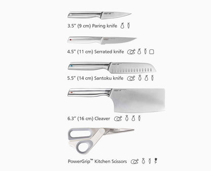[half-width] Elevate™ Fusion 5-piece Knife & Scissor Set with Beechwood Block - 10577 - Image 10