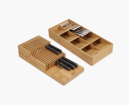 [hidden] 2-piece DrawerStore™ Bamboo Large Cutlery & Knife Organiser Set