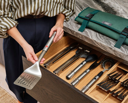 [hidden] [lifestyle] GrillOut 2-Piece Stainless-Steel BBQ Turner & Tongs Set