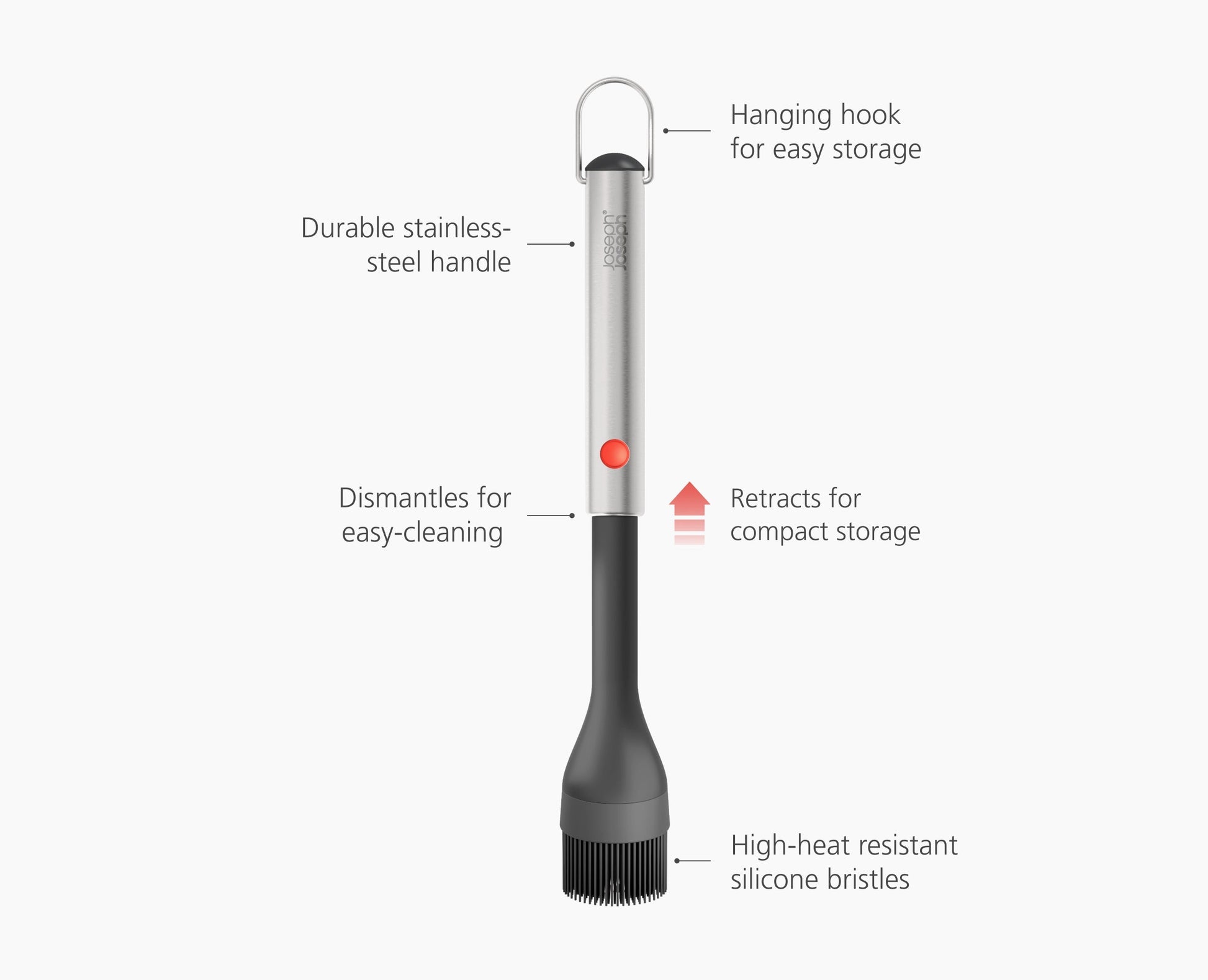 [half-width] GrillOut Black BBQ Silicone Basting Brush with Extending Handle