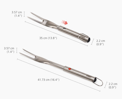 [half-width] GrillOut Stainless-Steel BBQ Fork with Extending Handle