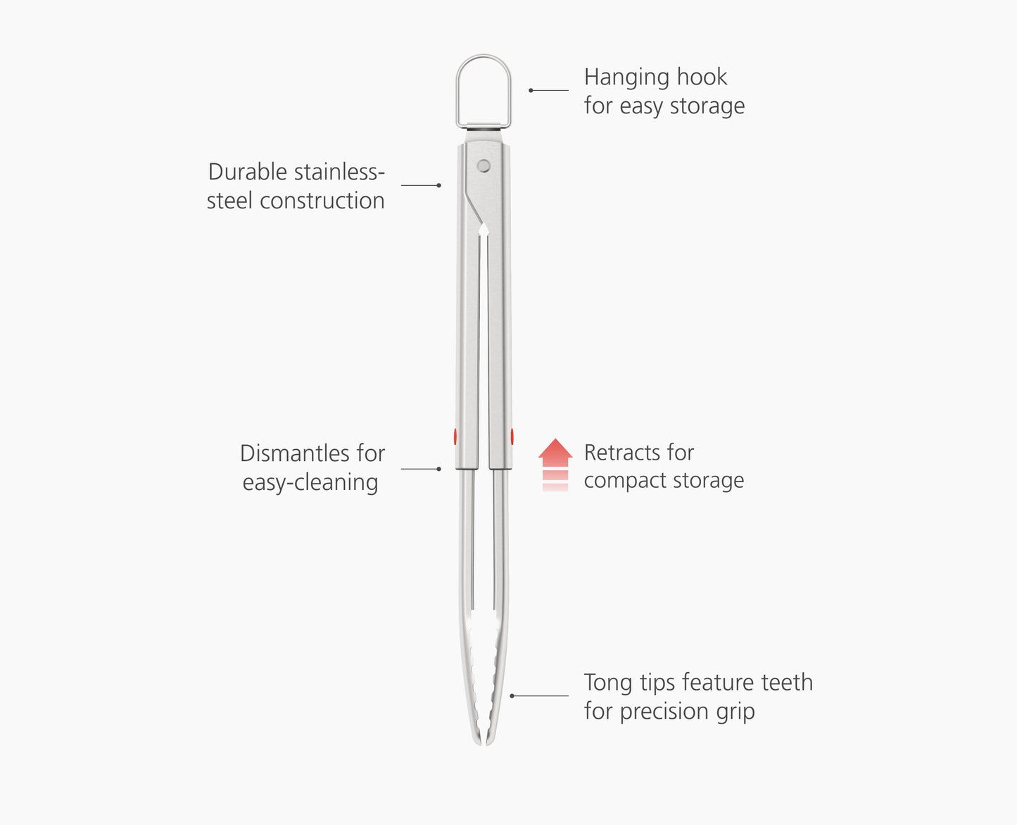 [half-width] GrillOut Stainless-Steel BBQ Tongs with Extending Handle