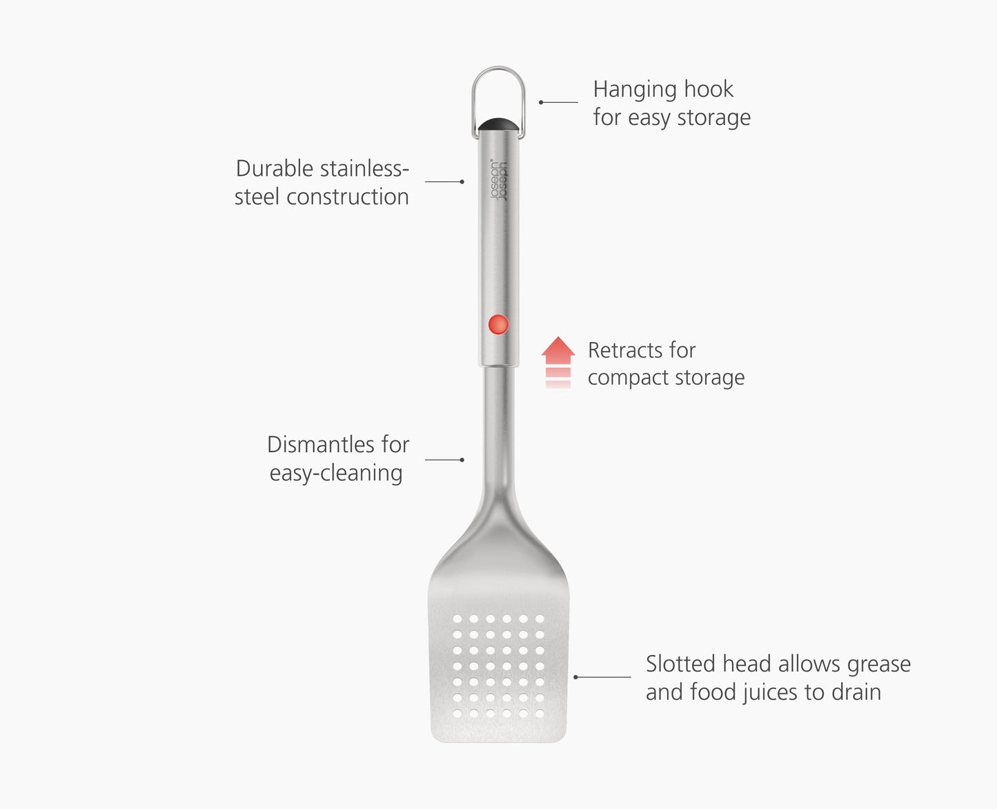 [half-width] GrillOut Stainless-Steel BBQ Turner with Extending Handle