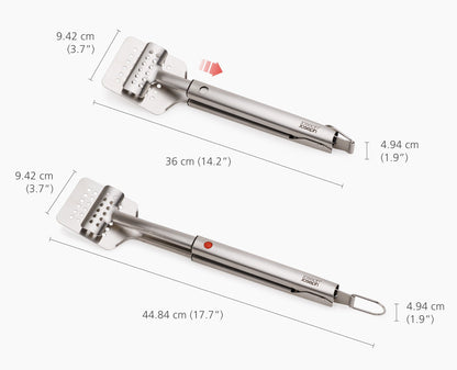 [half-width] GrillOut Stainless-Steel BBQ Turner Tongs with Extending Handle