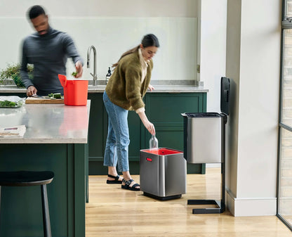 [lifestyle]Totem Max 60L Stainless-steel Waste & Recycling Bin Starter Set - BU00030 - Image 2