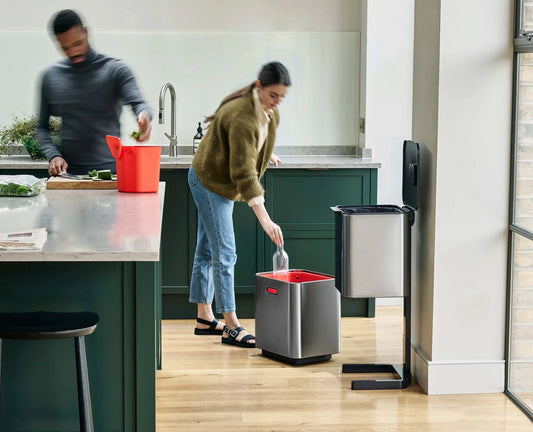[lifestyle]Totem Max 60L Stainless-steel Waste & Recycling Bin Starter Set - BU00030 - Image 2