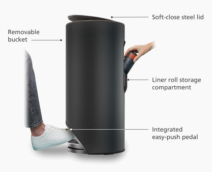 [half-width] Arc™ 30L Easy-push Matt Black Pedal Bin - 30149 - Image 4