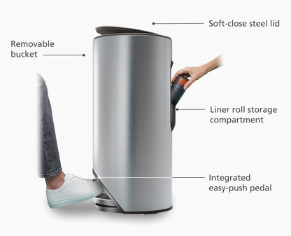 [half-width] Arc™ 30L Easy-push Stainless-steel Pedal Bin - 30150 - Image 4