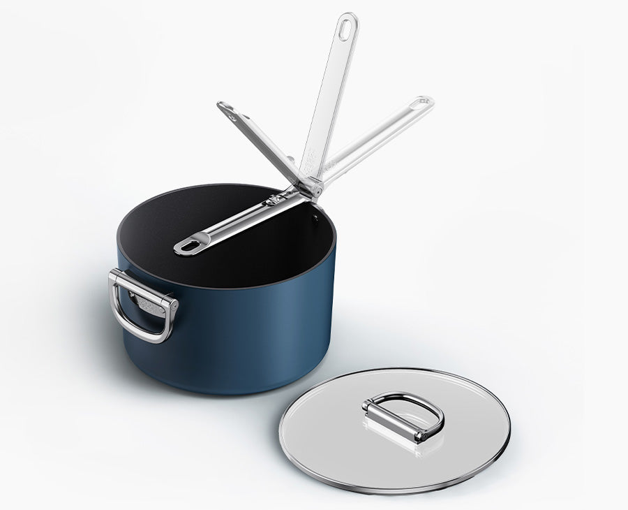 [hidden] Space™ 23cm Non-stick Blue Saucepan & Lid - 45039 - Image 1