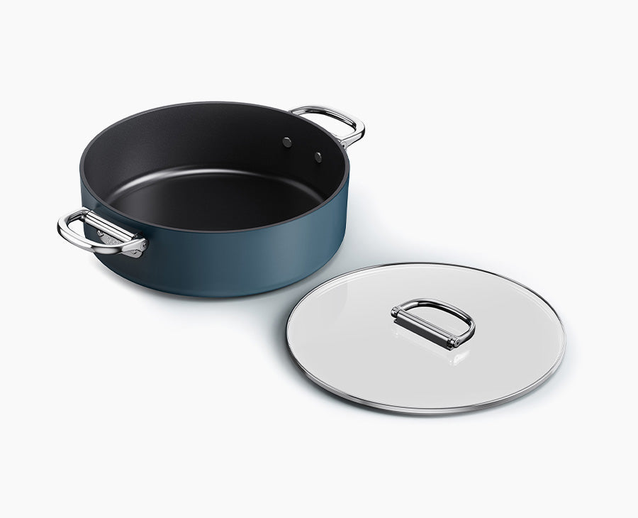 [hidden] Space™ 28cm Non-stick Shallow Blue Casserole Pan & Lid - 45046 - Image 1