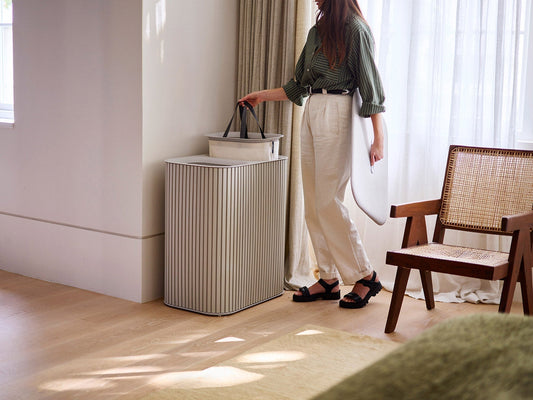 [hidden] [lifestyle] Tota Luxe 90L Ecru Laundry Separation Basket