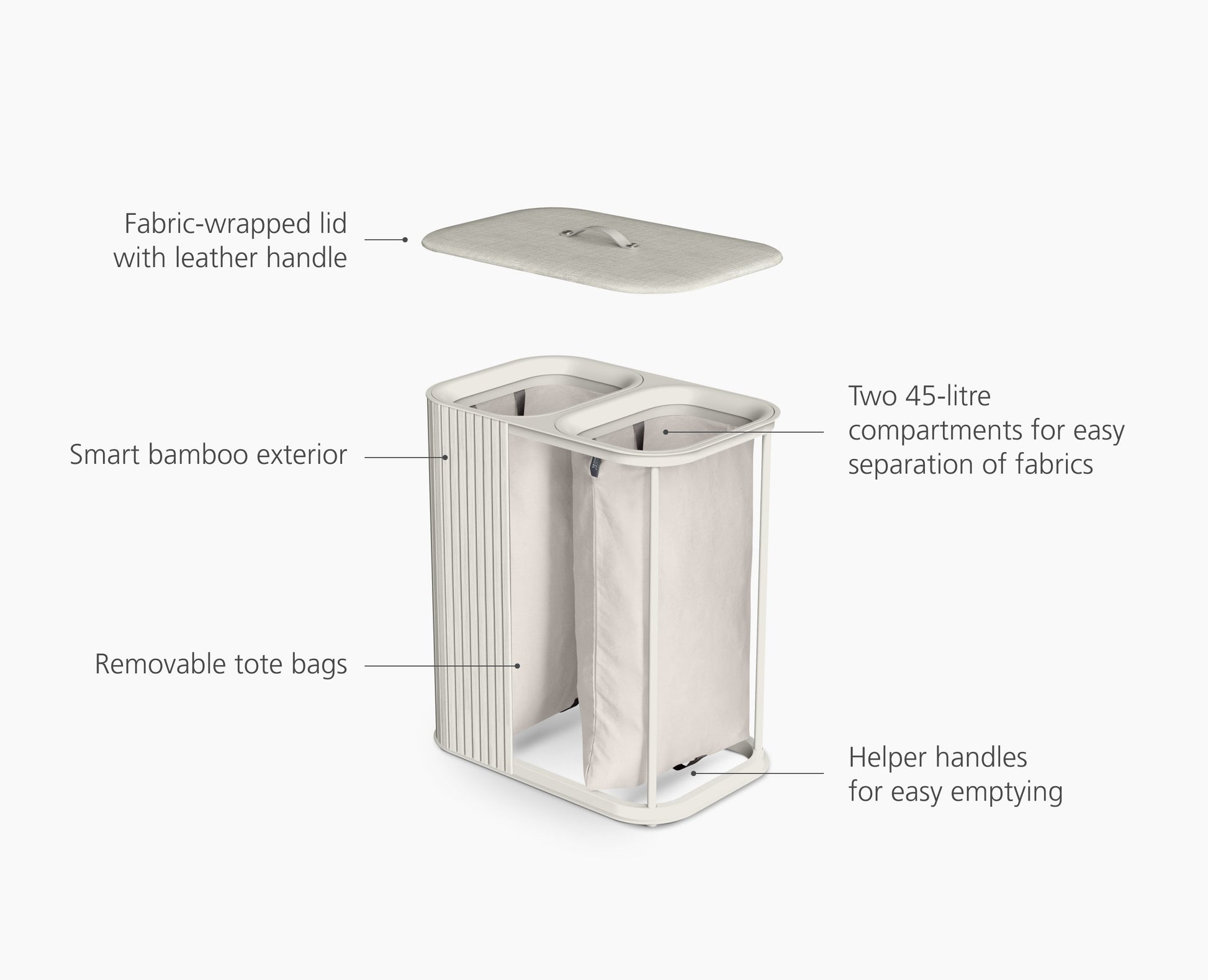 [half-width] Tota Luxe 90L Ecru Laundry Separation Basket