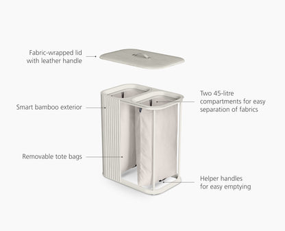 [half-width] Tota Luxe 90L Ecru Laundry Separation Basket
