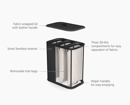 [half-width] Tota Trio Luxe 90L Black Laundry Separation Basket
