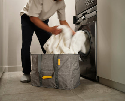[half-width] 2-piece Large Grey Laundry Basket Set