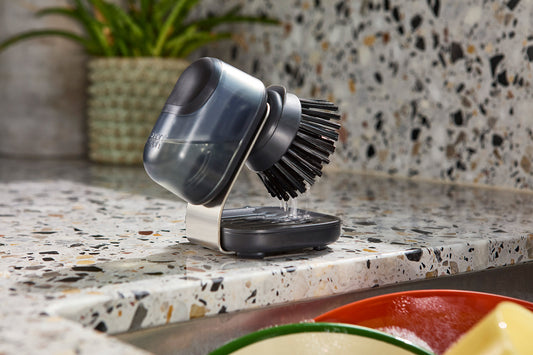[hidden] [lifestyle] SinkTech Compact Soap Dispensing Washing-Up Brush with Steel Stand