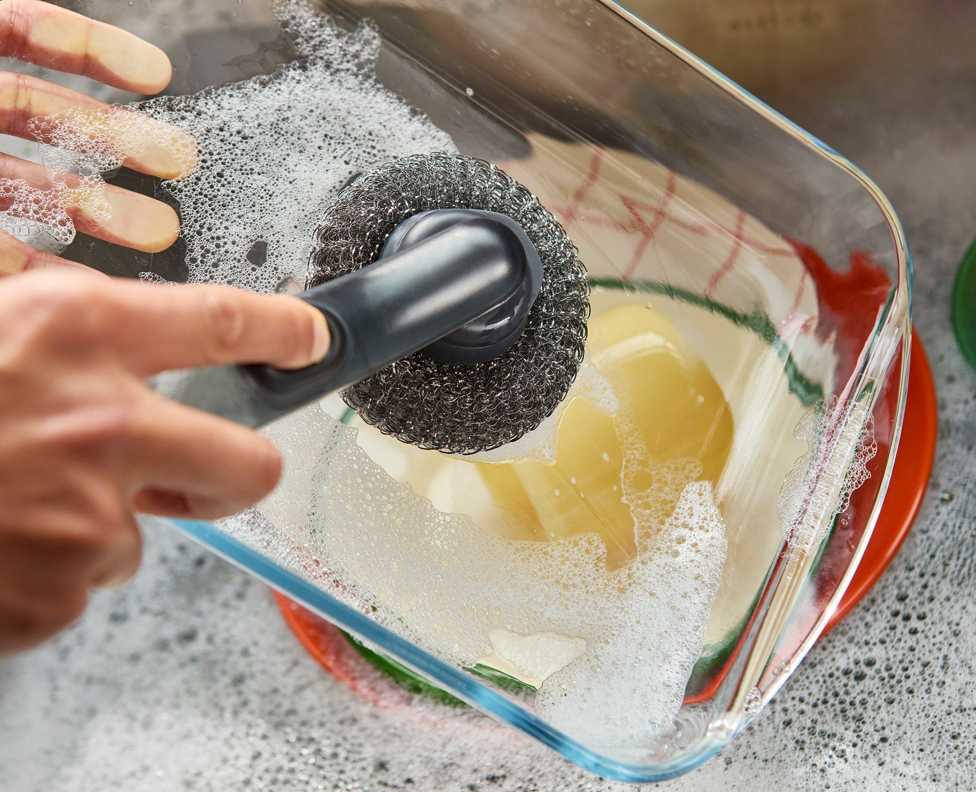[half-width] SinkTech™ Soap Dispensing Washing-Up Brush with Steel Stand & Extra Heads