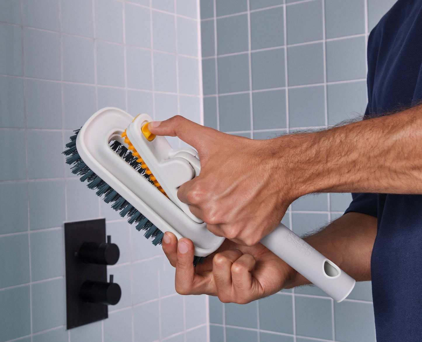 [hidden] [lifestyle] CleanTech™ 2-in-1 Tile Scrubber Tool with Extension Pole