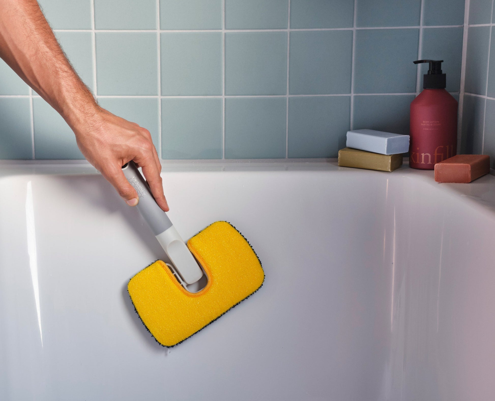 [hidden] [lifestyle] CleanTech™ 2-in-1 Surface Scrubber Tool with Extension Pole