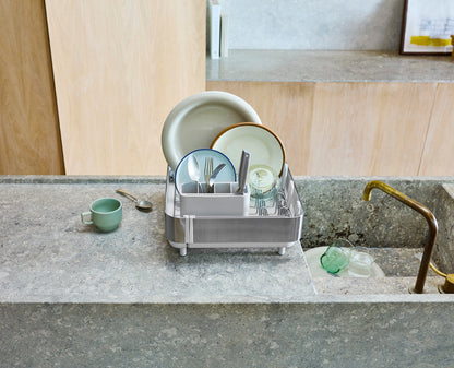 [half-width] Extend™ Steel Plus Expandable Stone Dish Drainer with Wine Glass Rack