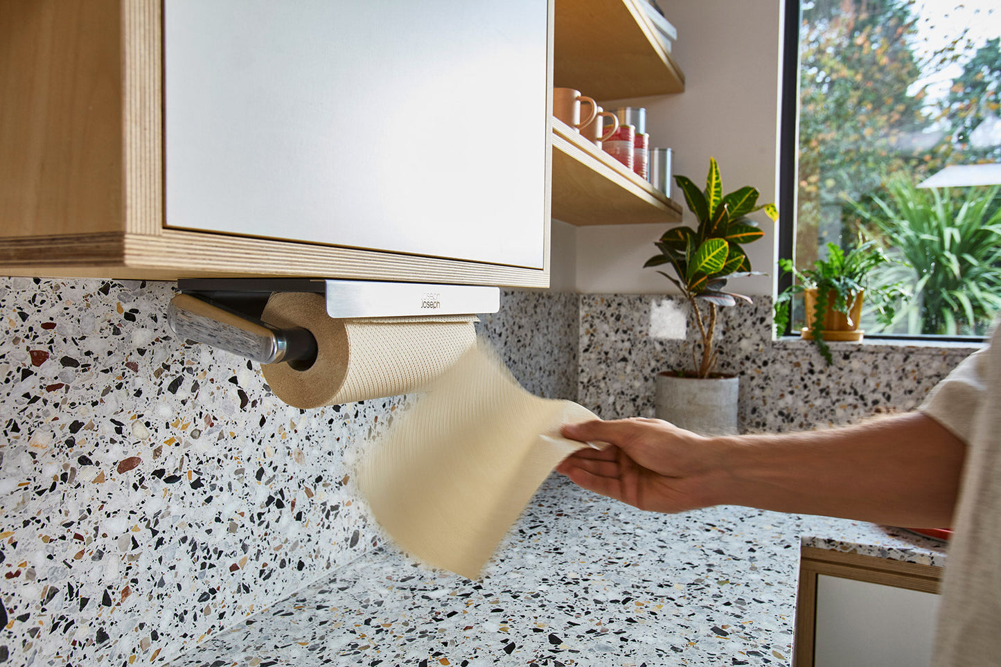 [half-width] RollGrip Under-Shelf Stainless-Steel Kitchen Roll Holder