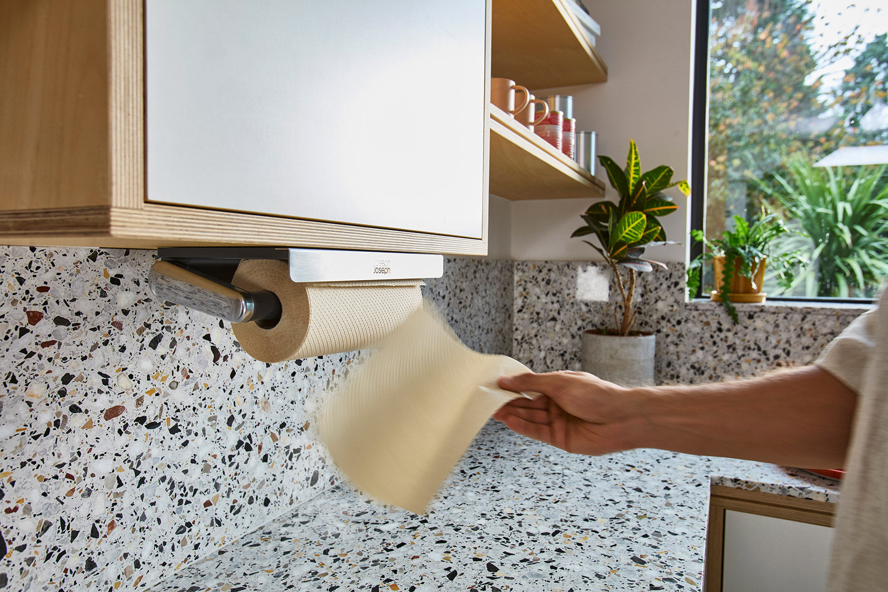 [half-width] RollGrip Under-Shelf Stainless-Steel Kitchen Roll Holder