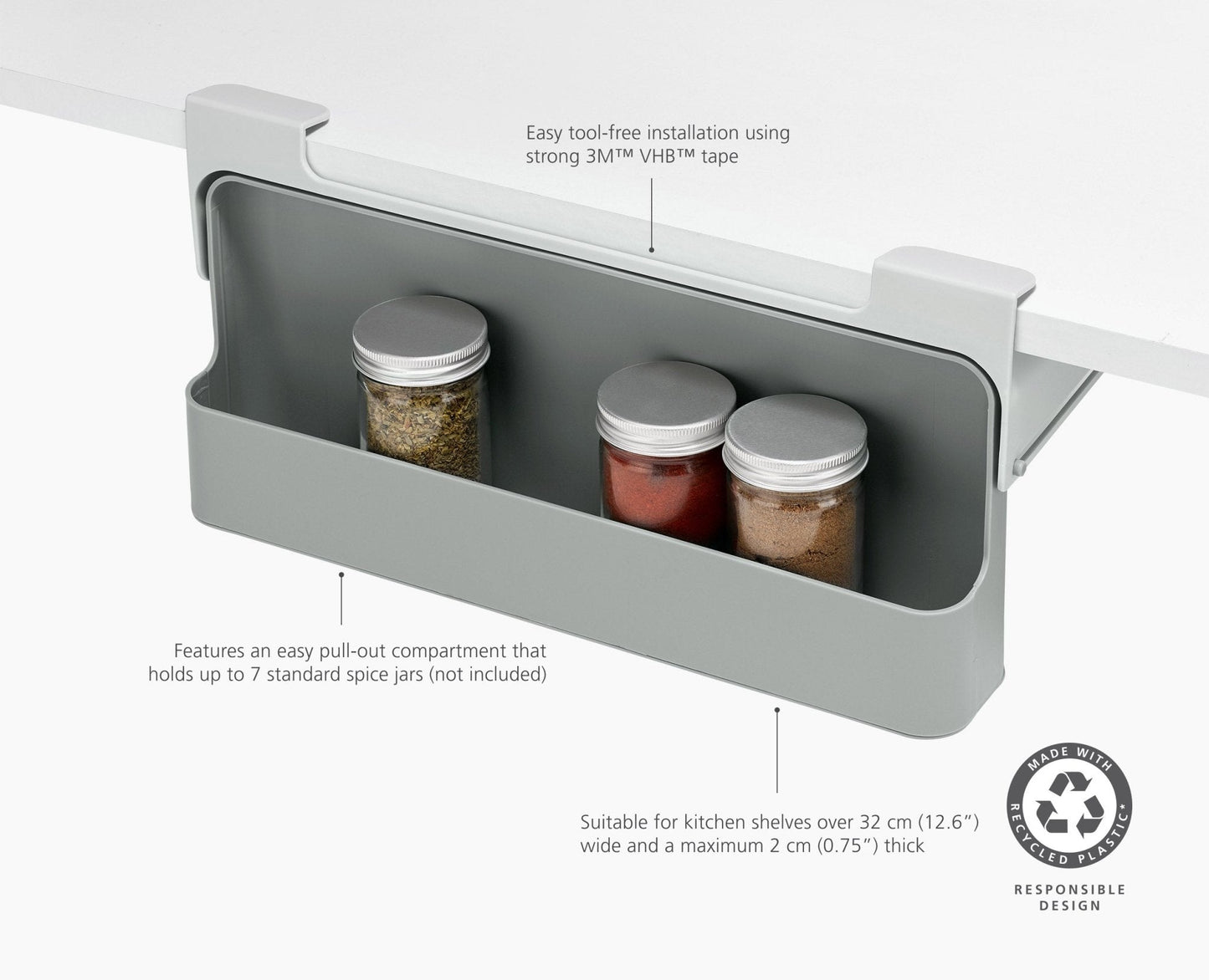 [half-width] CupboardStore™ Under-Shelf Spice Rack