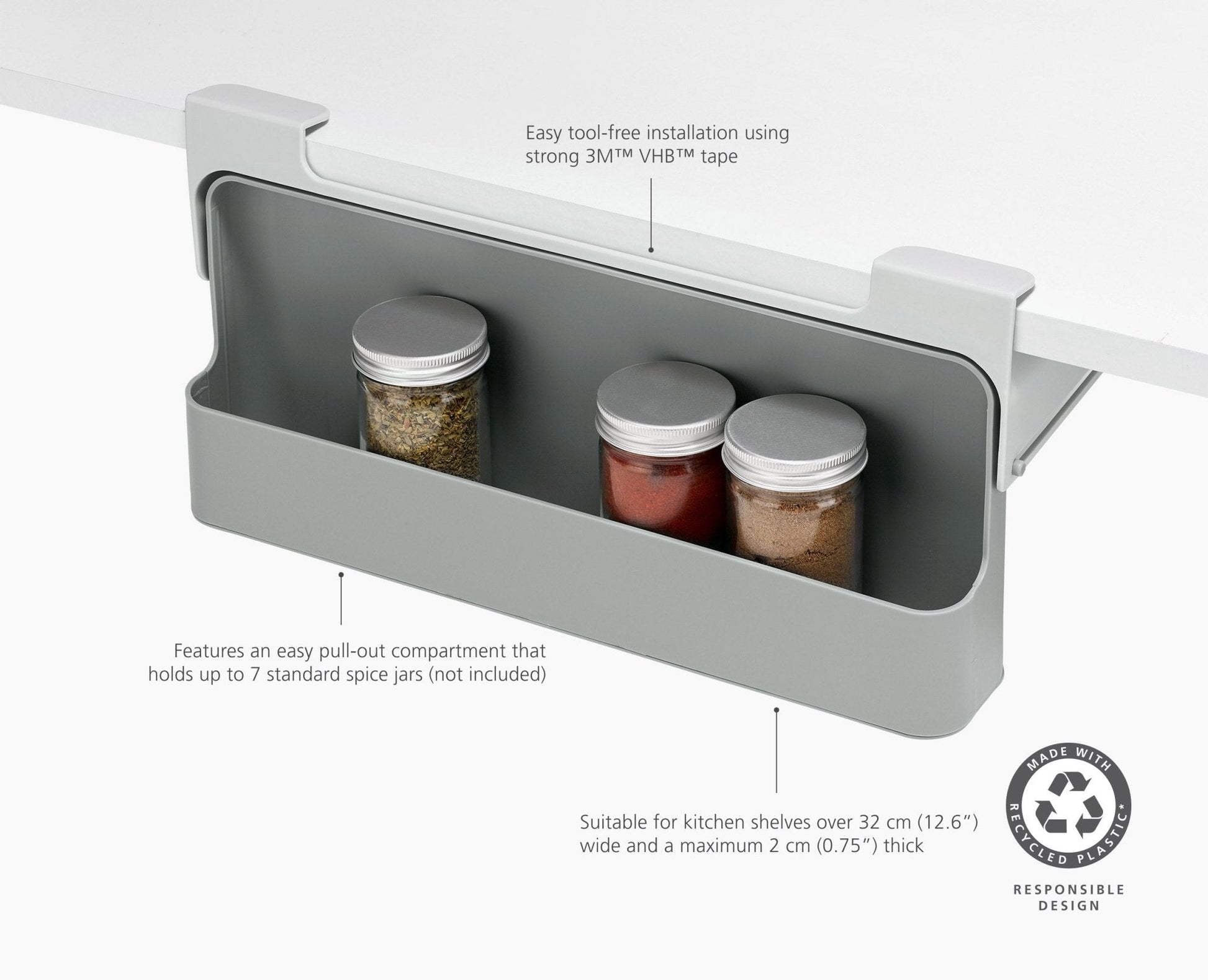 [half-width] CupboardStore™ Under-Shelf Spice Rack