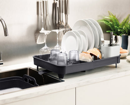 [half-width] 3-piece Grey Drainer, Washing-up Bowl & Brush Set