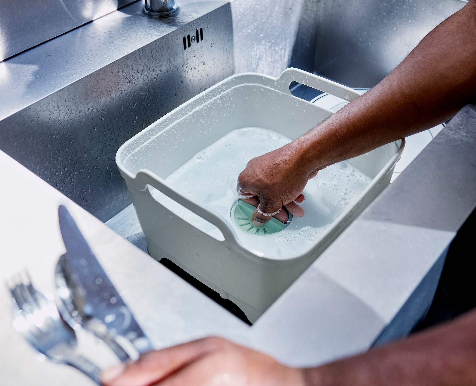 Wash&Drain™ Stone Green Washing-up Bowl