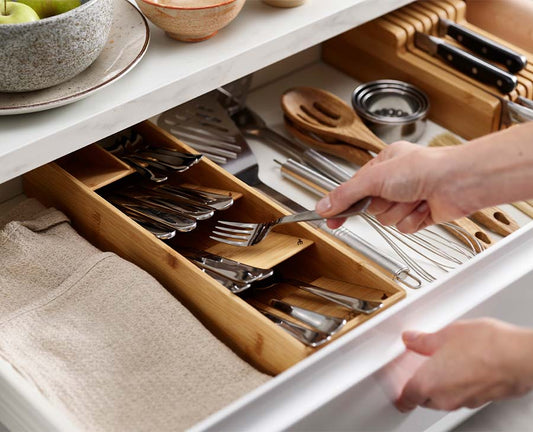 [hidden] [lifestyle] DrawerStore™ Bamboo Compact Cutlery Organiser - 85168 - Image 2