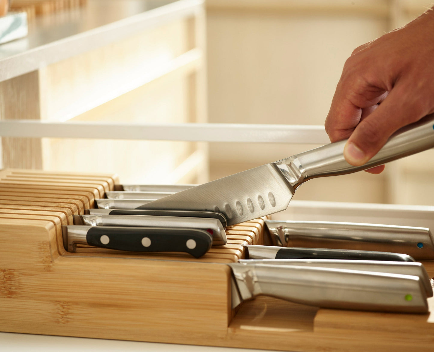 [half-width] 2-piece DrawerStore™ Bamboo Large Cutlery & Knife Organiser Set