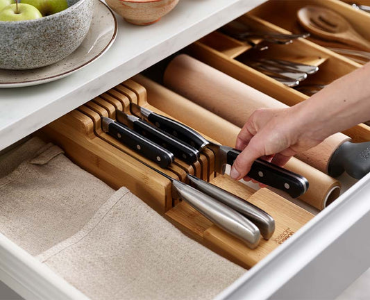 [hidden] [lifestyle] DrawerStore™ Bamboo Compact Knife Organiser - 85169 - Image 2