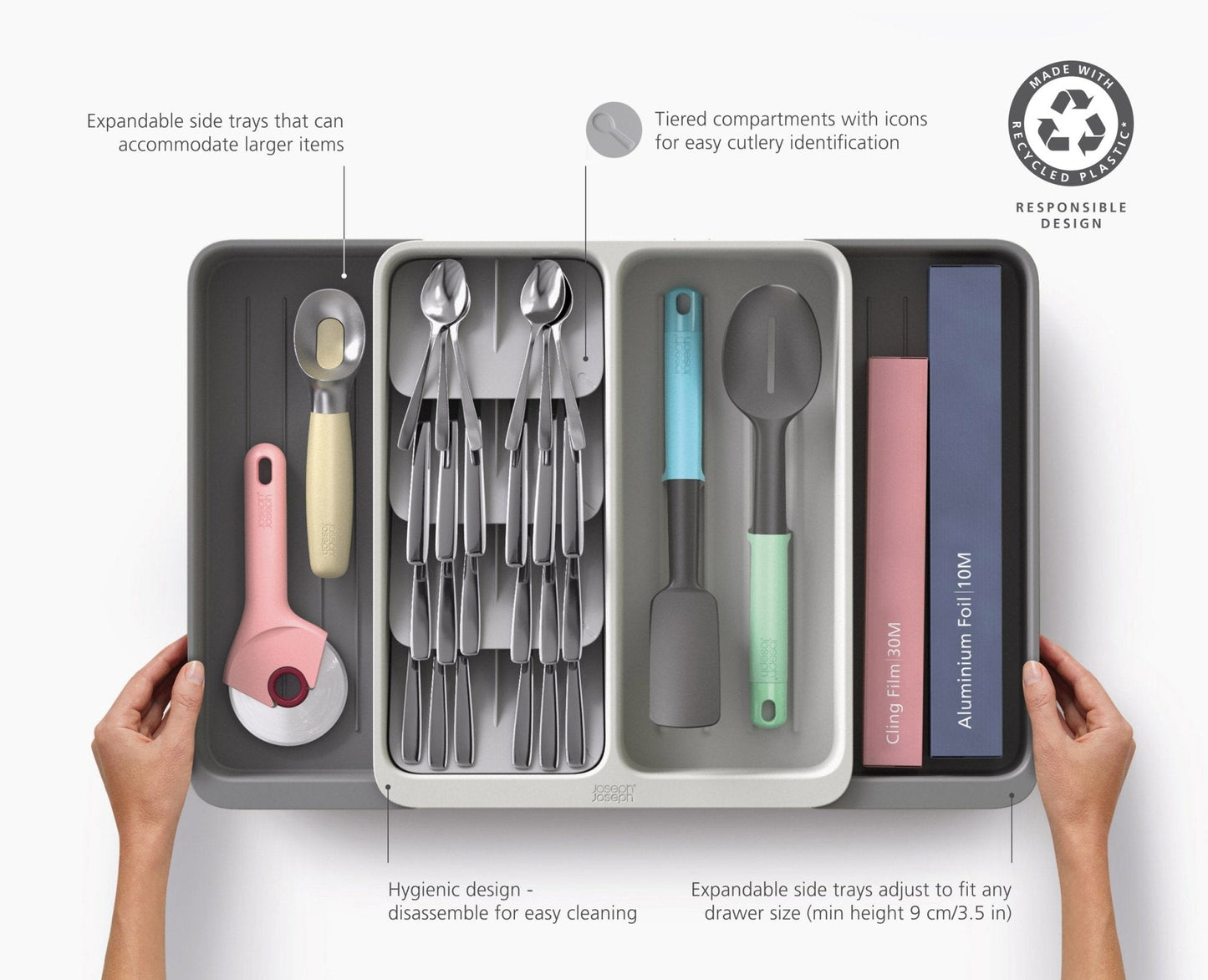 [half-width] DrawerStore™ Expanding Tiered Cutlery, Utensil & Gadget Organiser