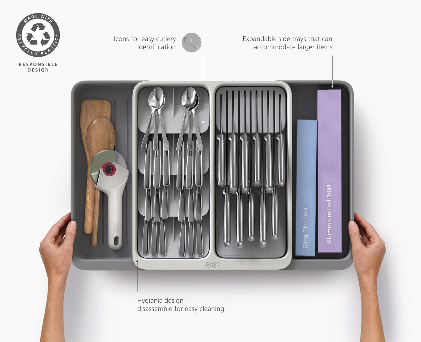 [half-width] DrawerStore™ Expanding Tiered Cutlery, Utensil, Gadget & Knife Organiser
