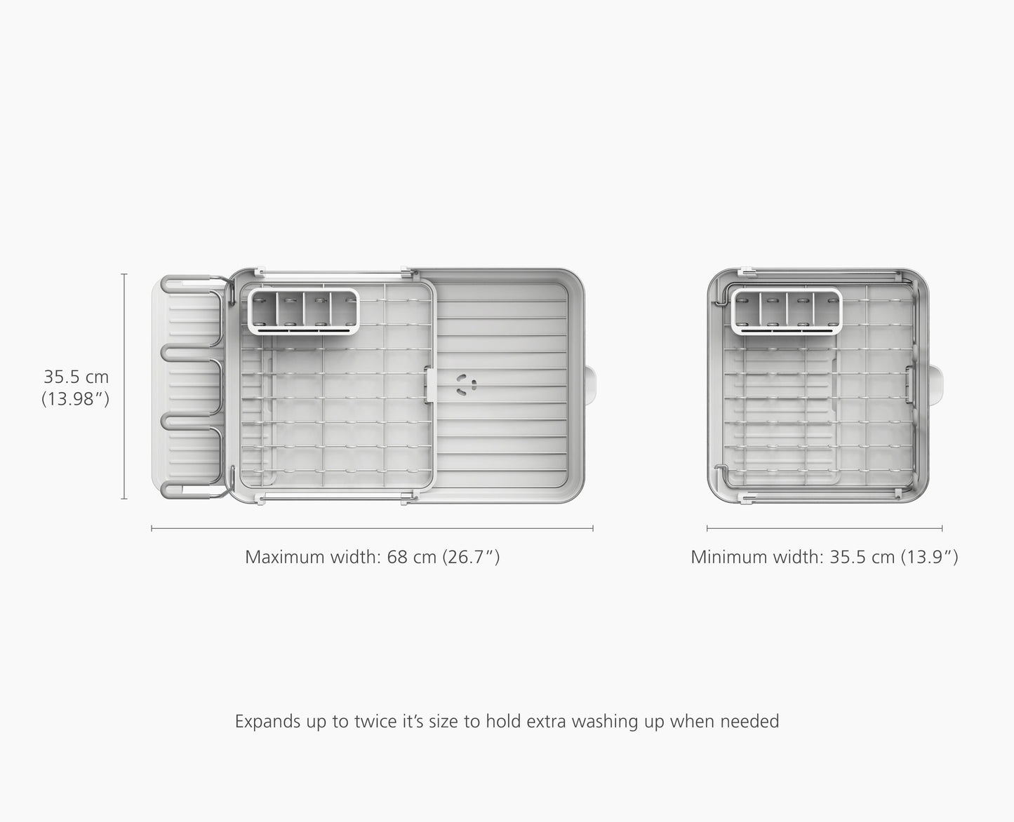 [half-width] Extend™ Steel Plus Expandable Stone Dish Drainer with Wine Glass Rack