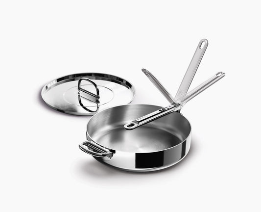 [hidden] Space Steel Folding Handle 28cm Saute Pan & Lid