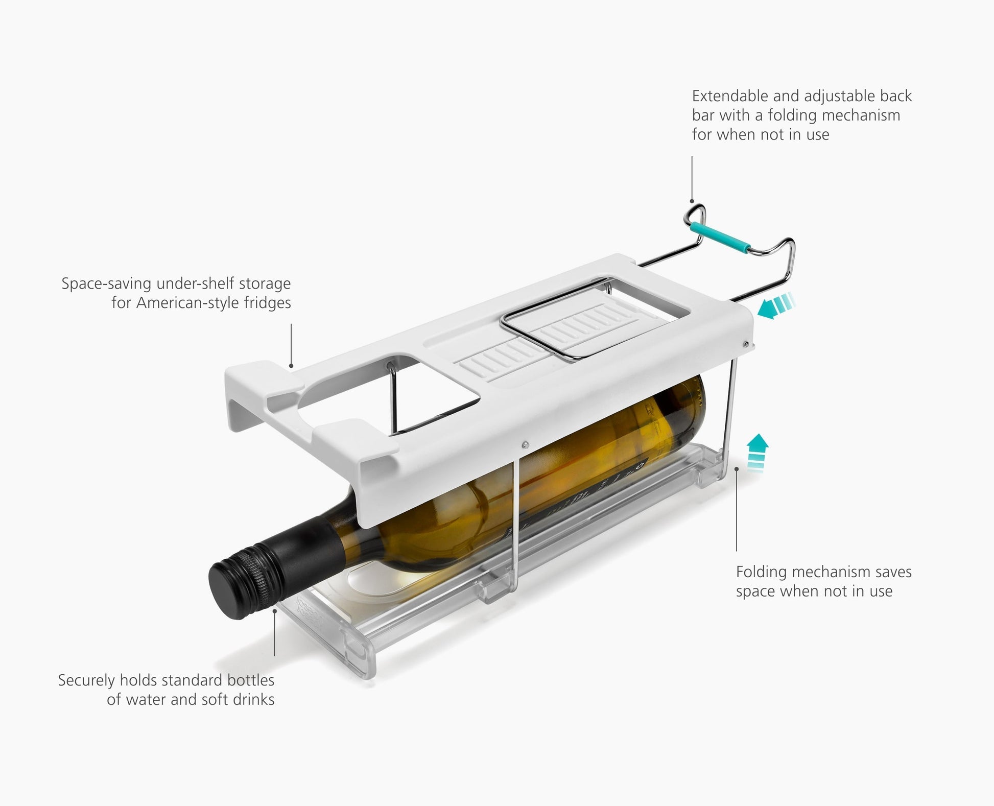 [half-width] FridgeStore™ Under-Shelf Collapsible Bottle Holder