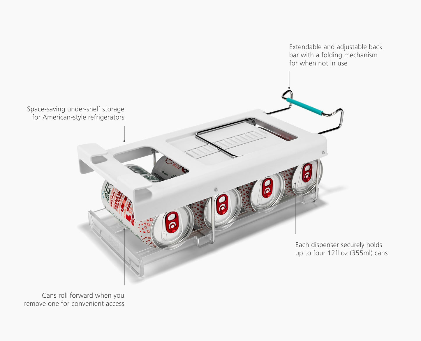 [half-width] FridgeStore™ Under-Shelf Collapsible Can Dispenser