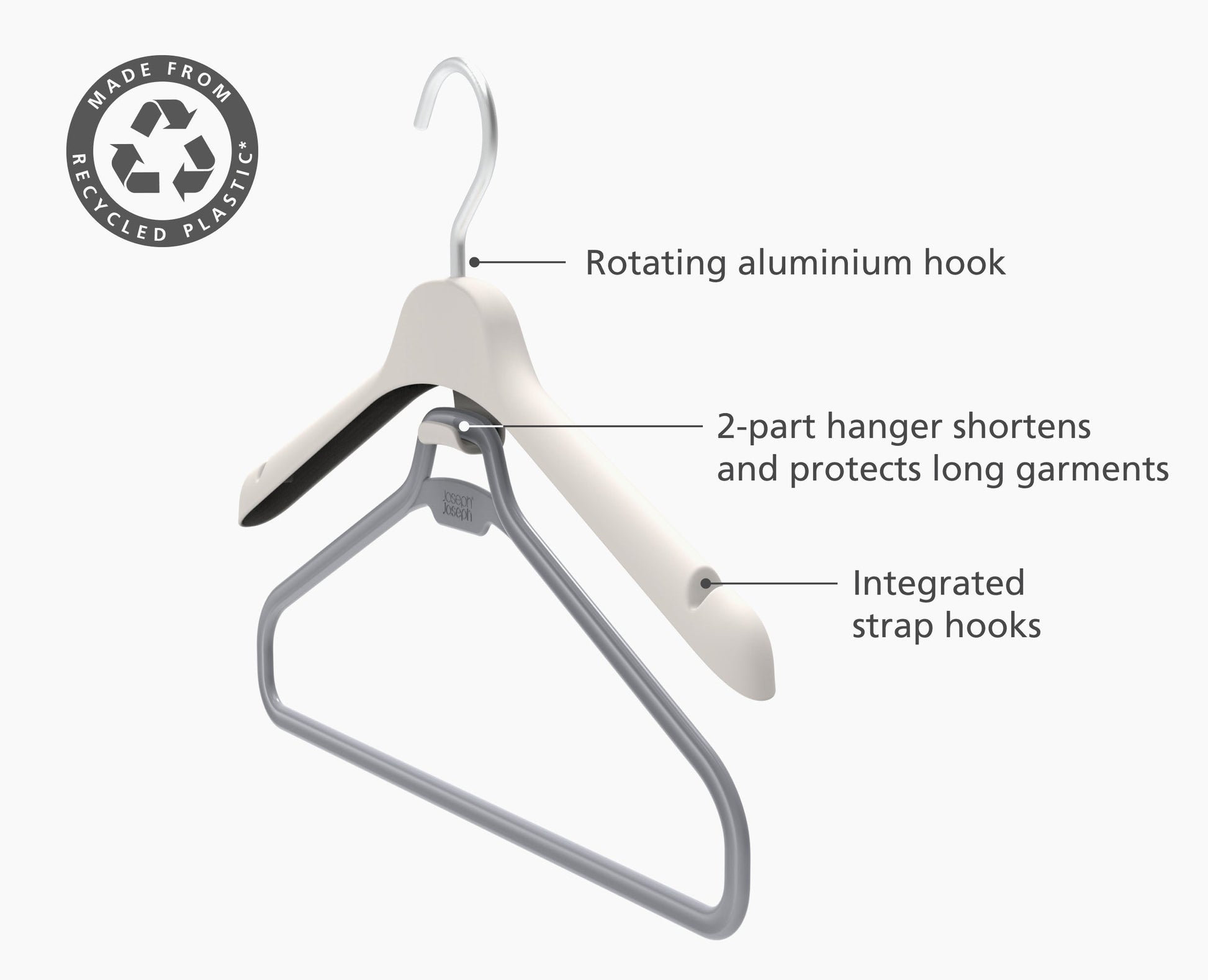 [half-width] Orderly™ Set of 2 Ecru Long Garment Hangers - 55018 - Image 4