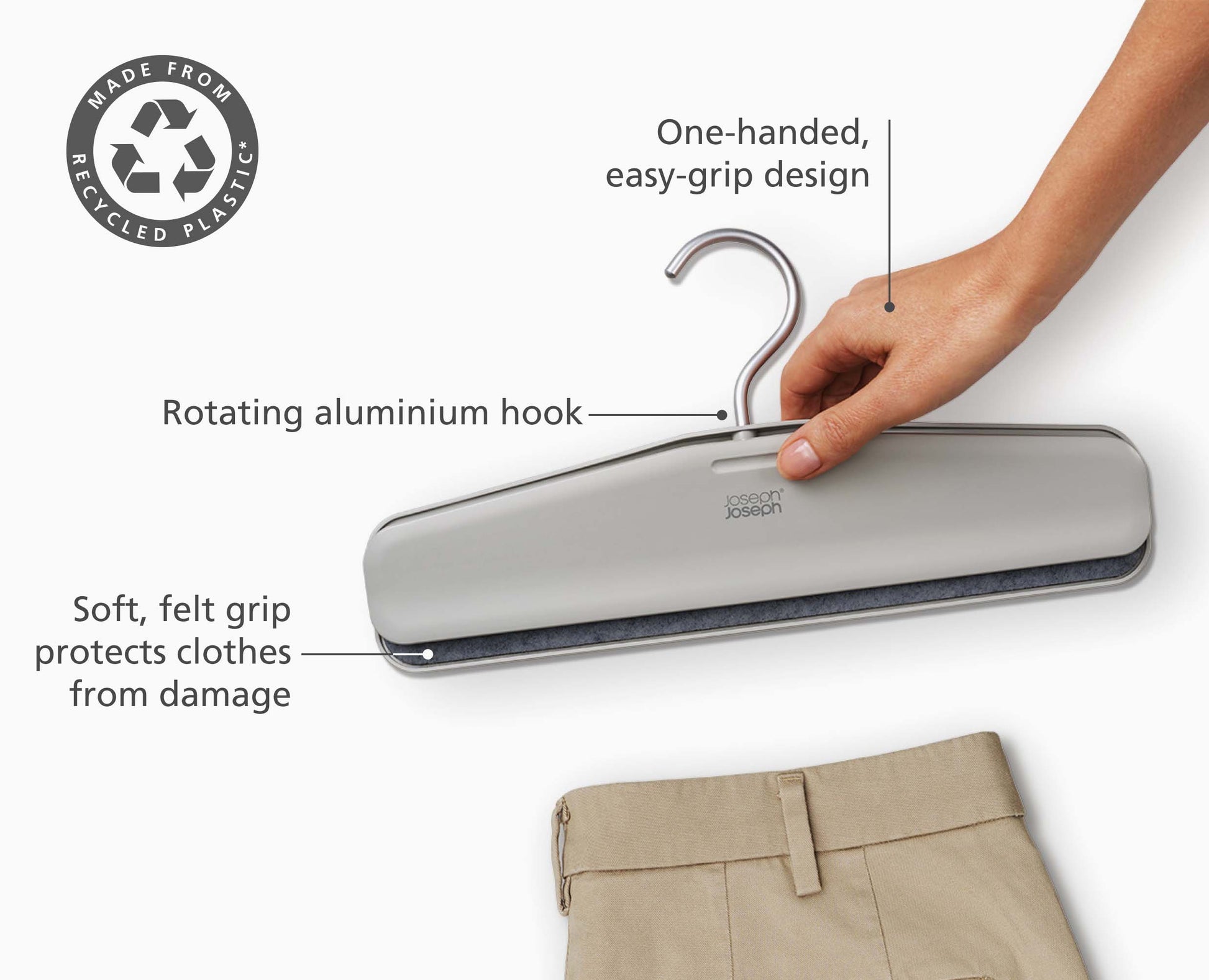 [half-width] Orderly™ Easy-grip Set of 2 Ecru Skirt & Trouser Hangers - 55019 - Image 4