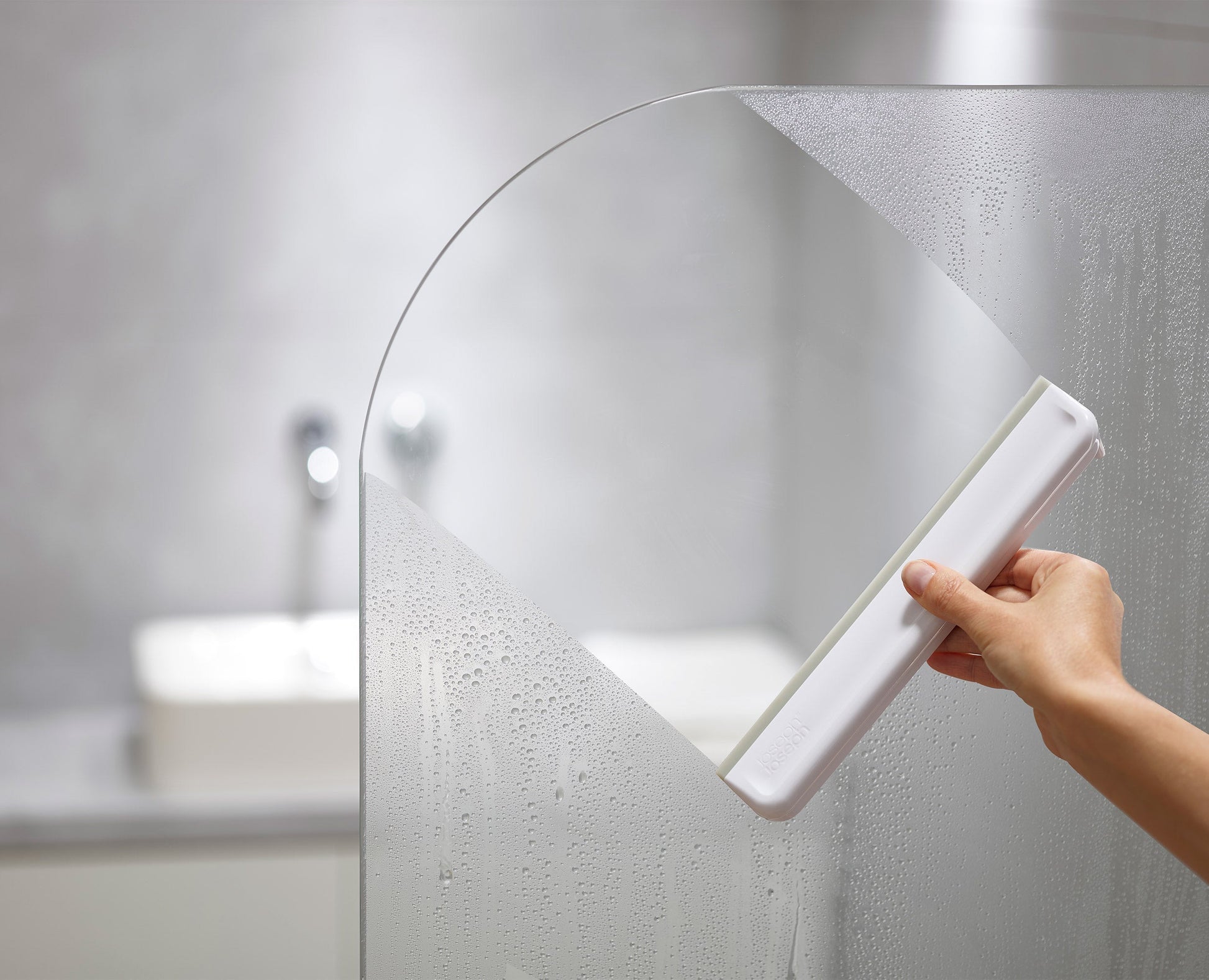 [hidden] [lifestyle] EasyStore™ Light Grey Shower Squeegee - 2 pack