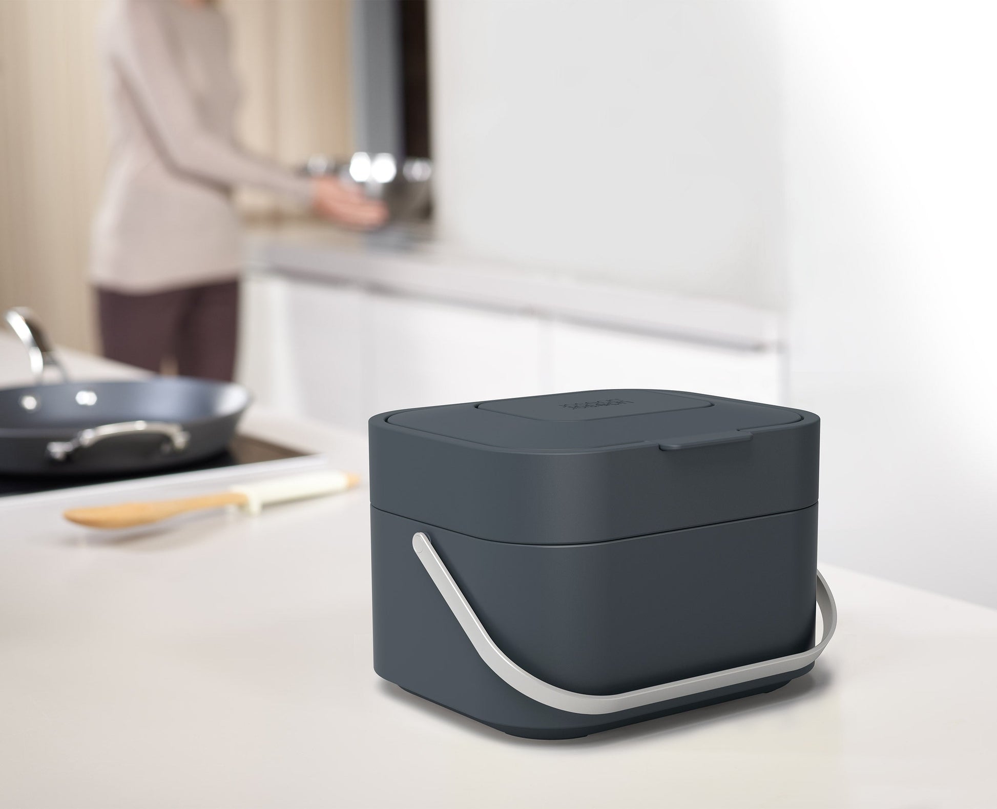 [half-width] Stack 4L Grey Food Waste Caddy Starter Set
